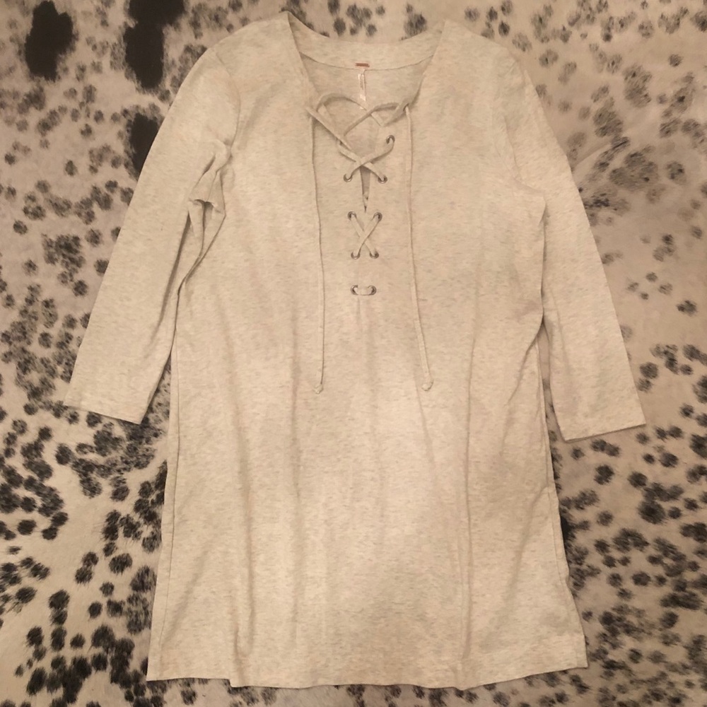 Free People Lace Up Long Sleeve Dress